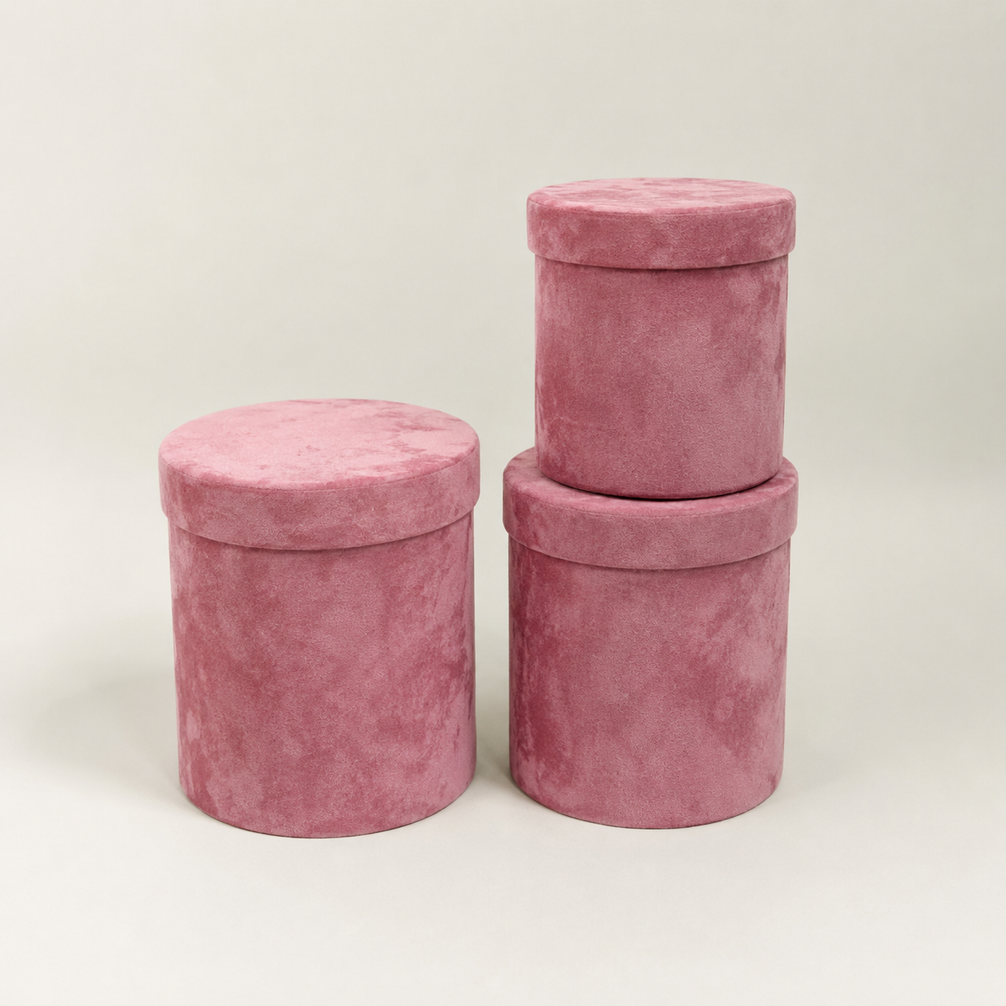 Flowerly Box™ Velvet Cylindrical Boxes Pink