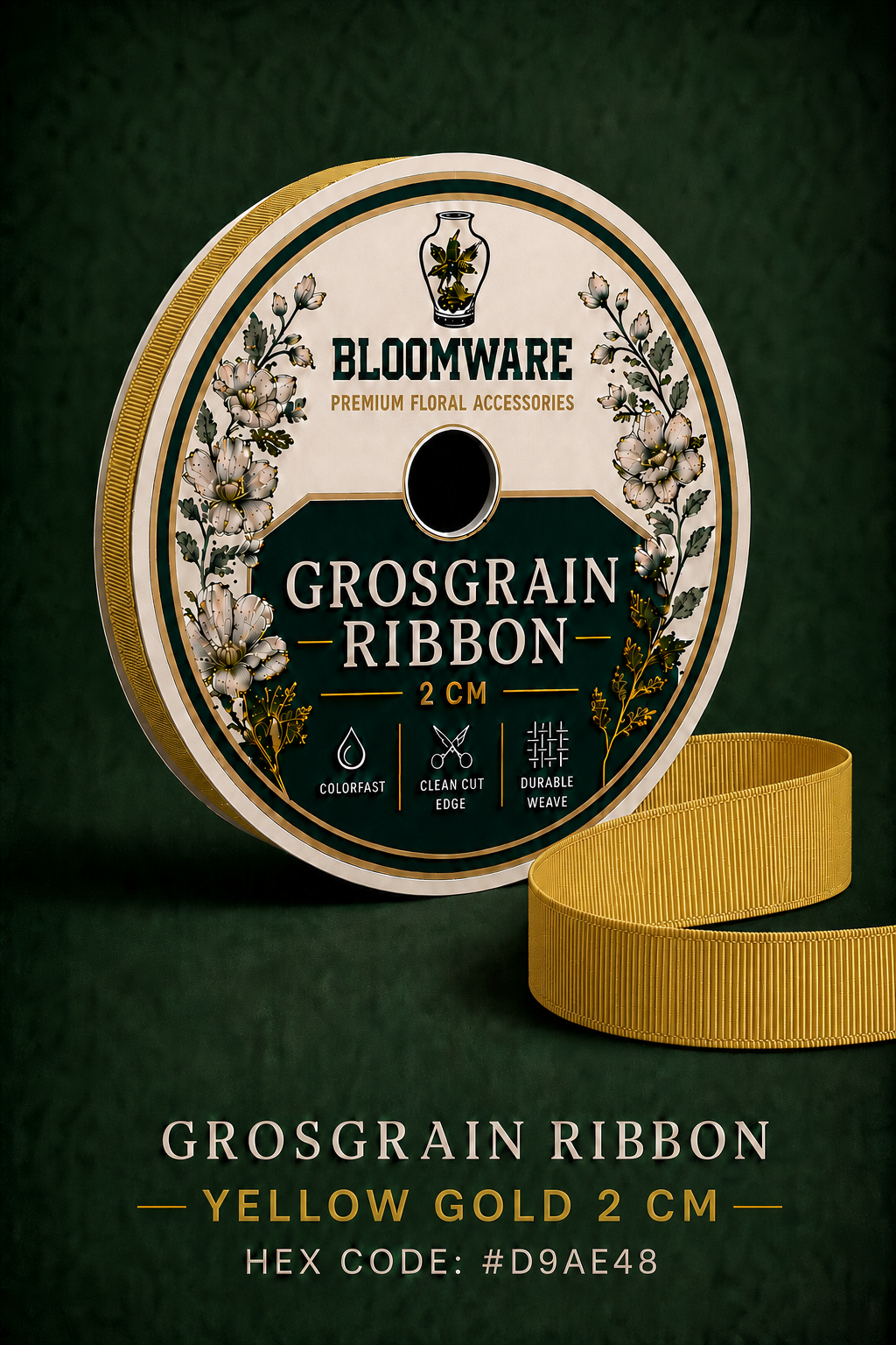 Taffeta™ Grosgrain Ribbon Yellow Gold