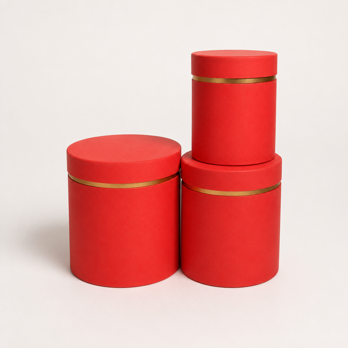 Flowerly Box™ Scarlet Gold-Rim Cylindrical Set