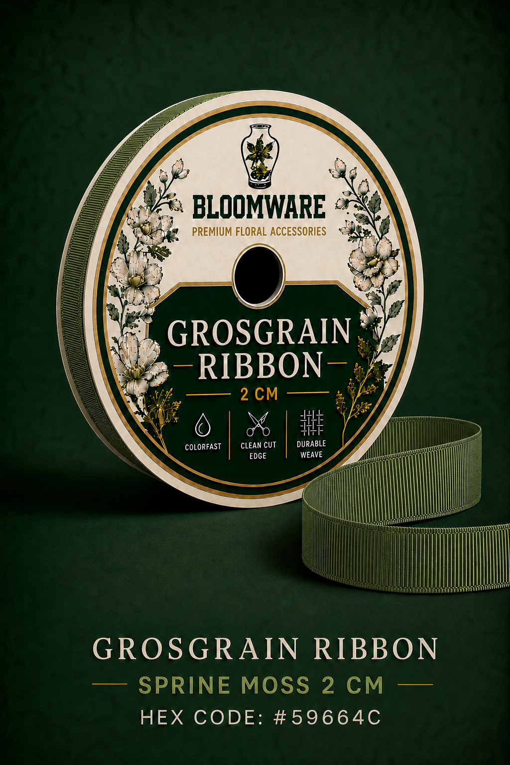 Taffeta™ Grosgrain Ribbon Sprine Moss