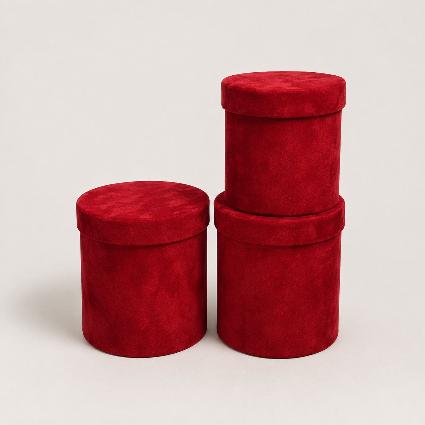 Flowerly Box™ Velvet Cylindrical Boxes Red