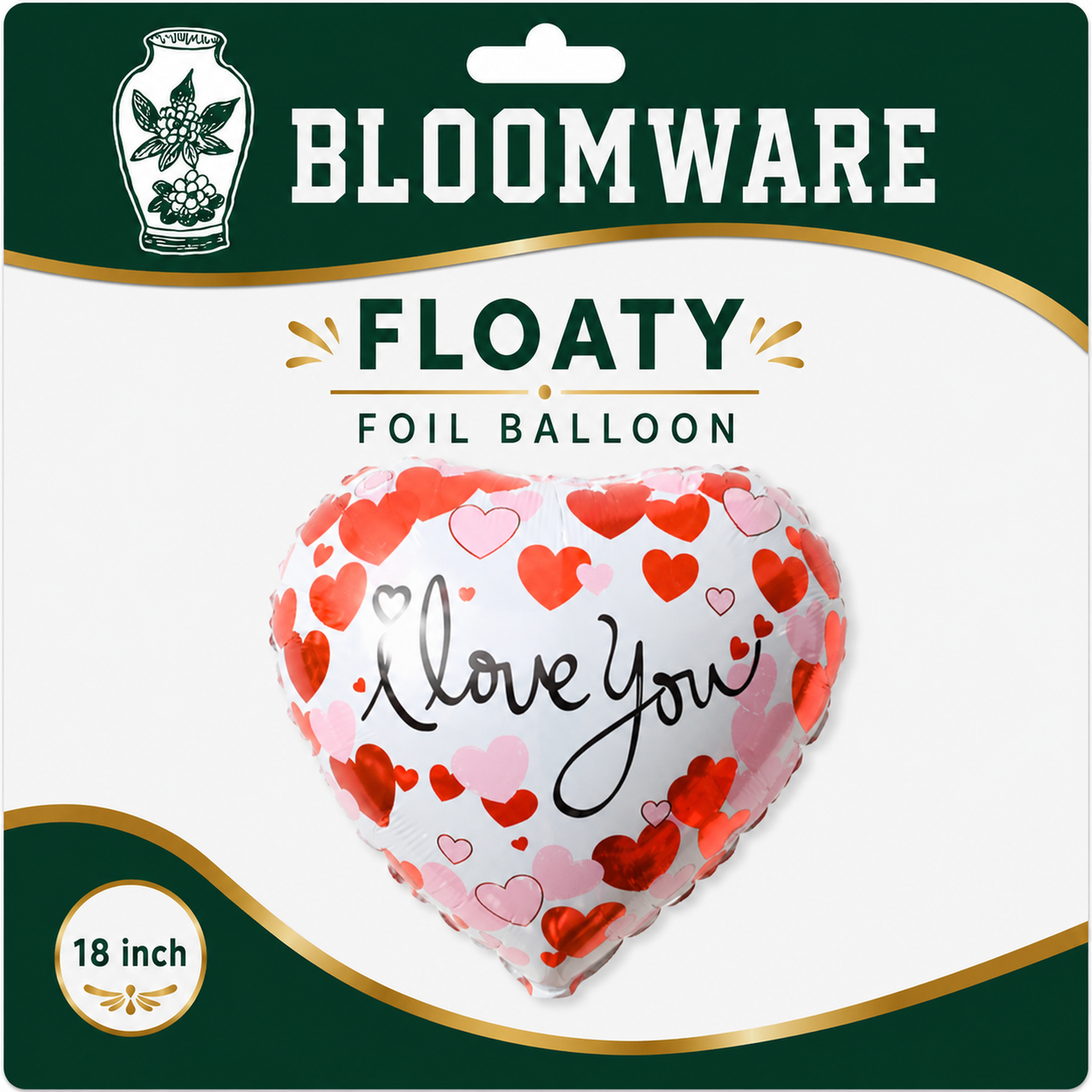 Floaty™ Love You Heart Pattern Foil Balloon