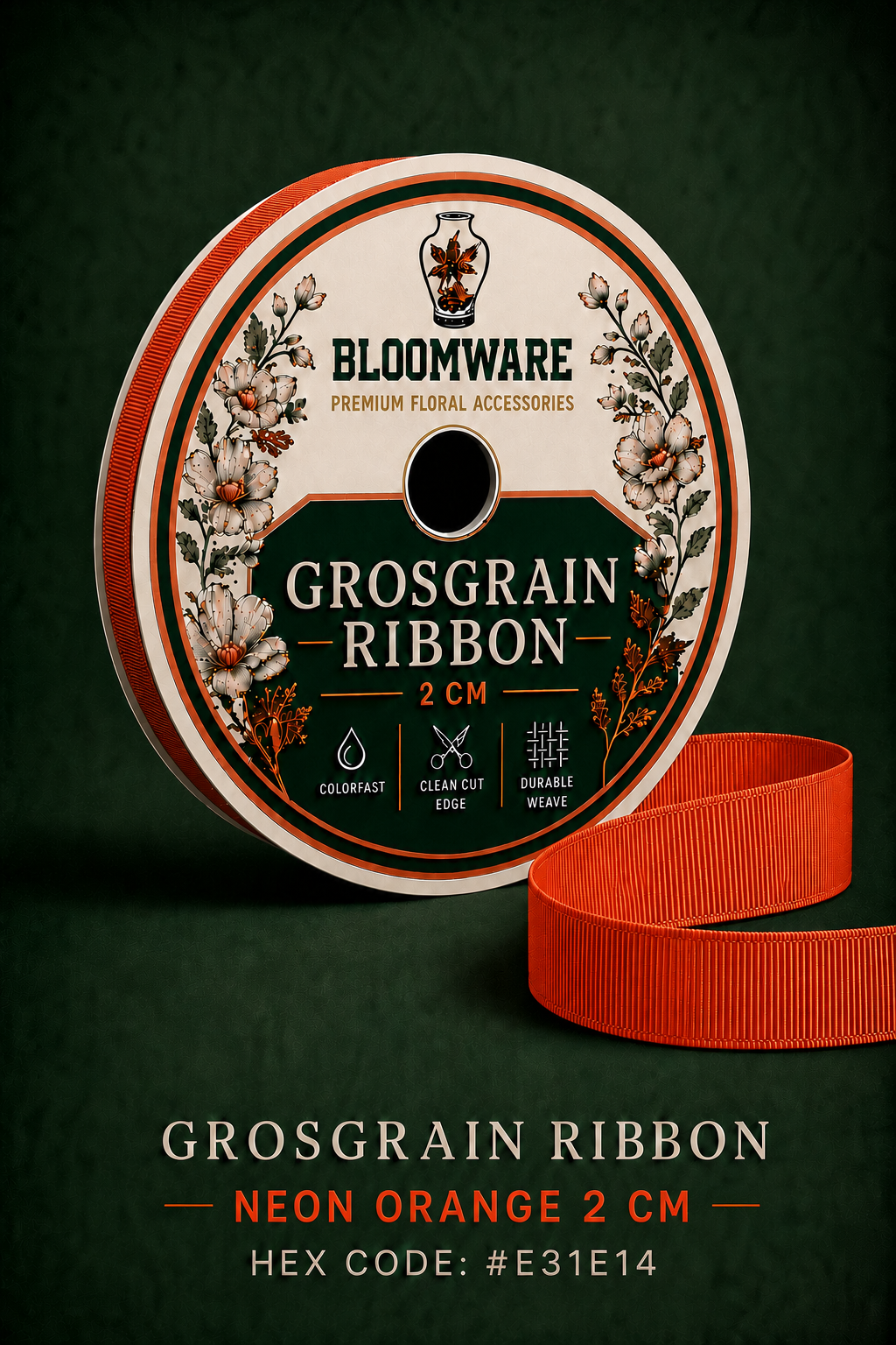Taffeta™ Grosgrain Ribbon Neon Orange