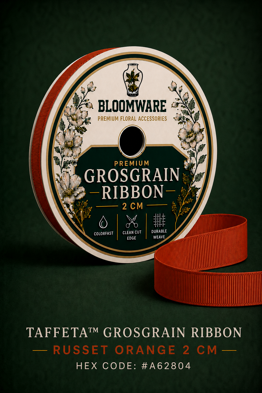 Taffeta™ Grosgrain Ribbon Russet Orange