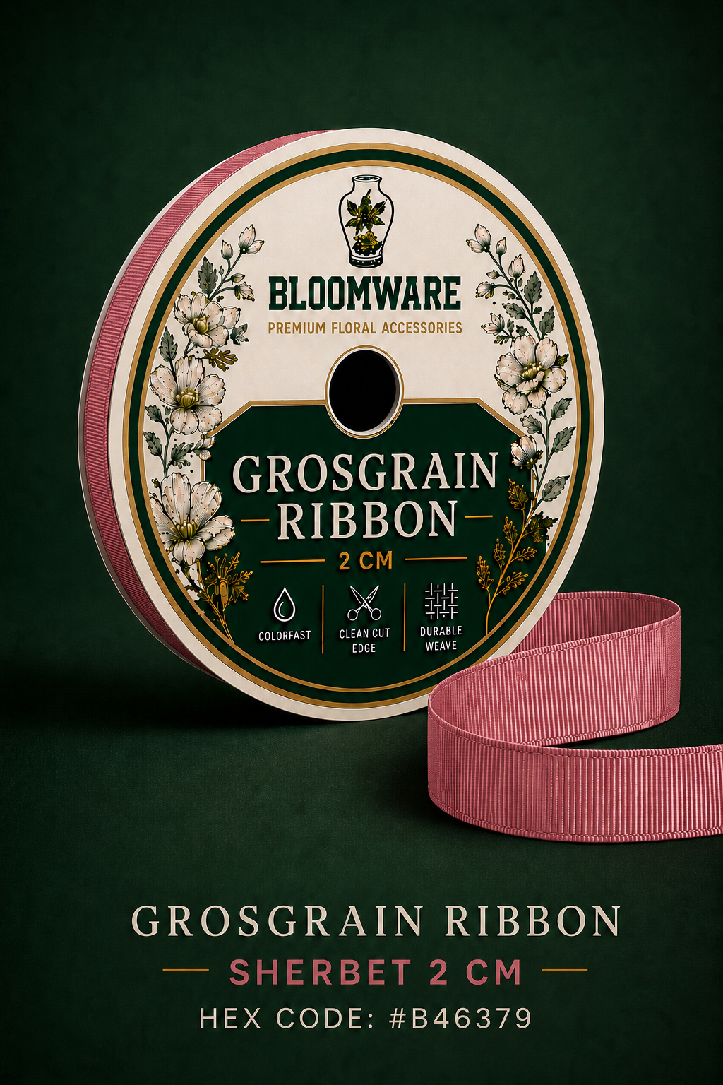 Taffeta™ Grosgrain Ribbon Sherbet