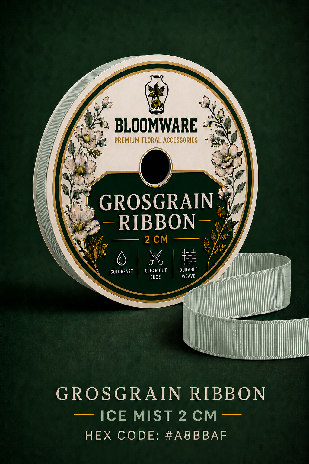 Taffeta™ Grosgrain Ribbon Ice Mist