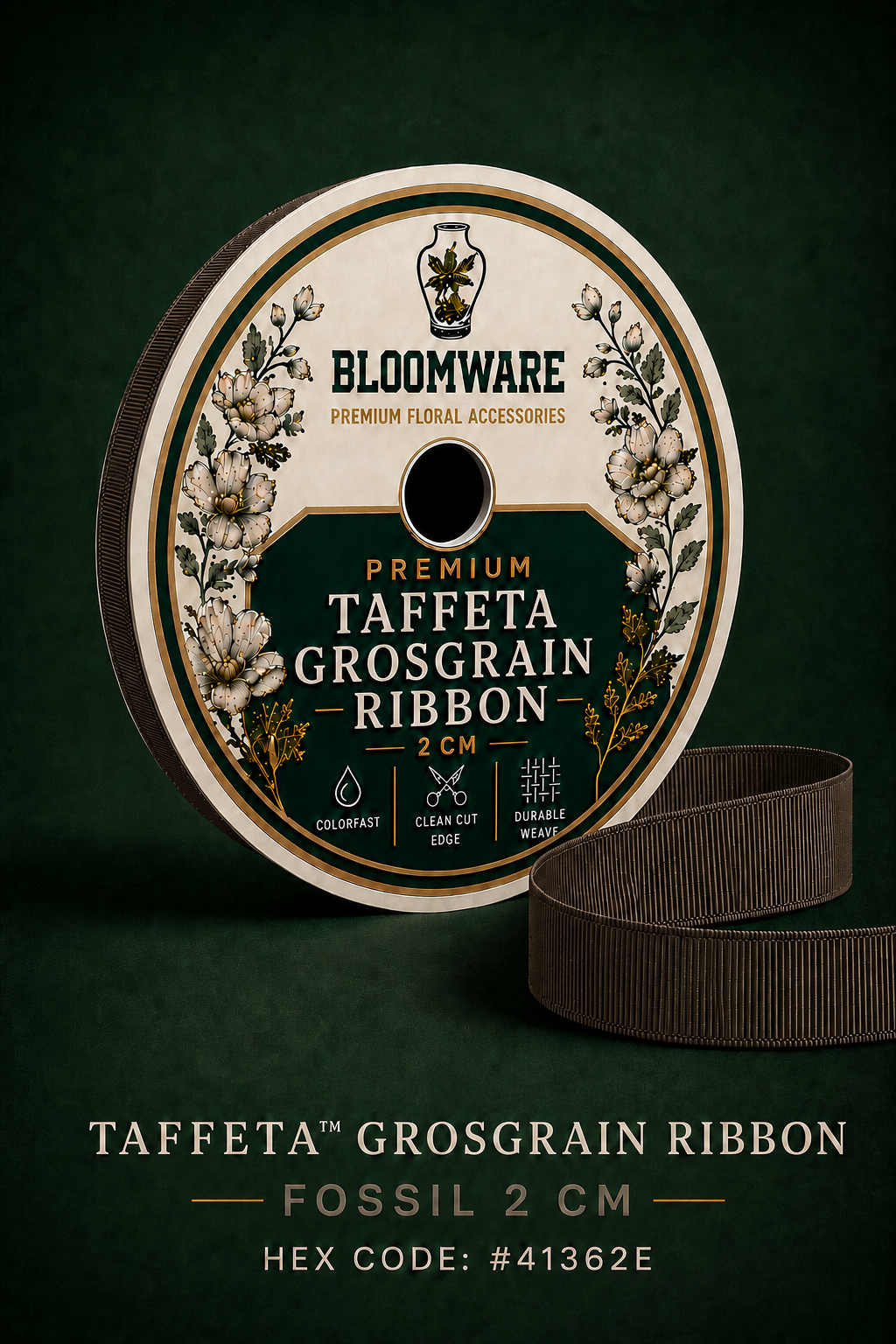 Taffeta™ Grosgrain Ribbon Fossil