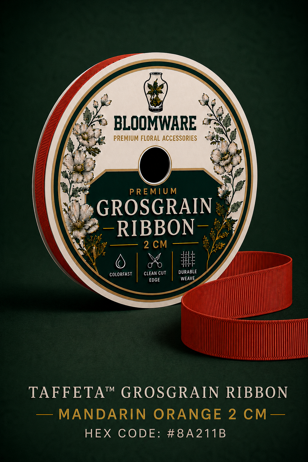 Taffeta™ Grosgrain Ribbon Mandarin Orange