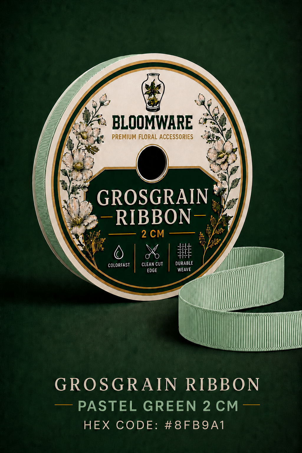 Taffeta™ Grosgrain Ribbon Pastel Green
