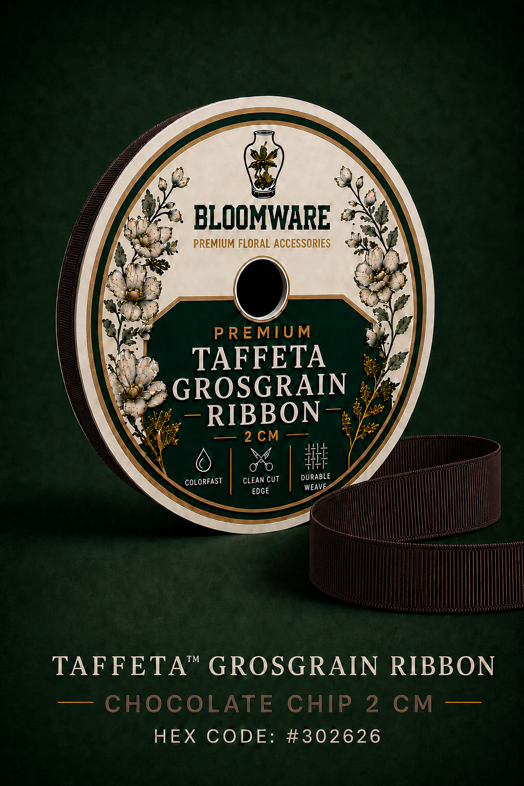 Taffeta™ Grosgrain Ribbon Chocolate Chip