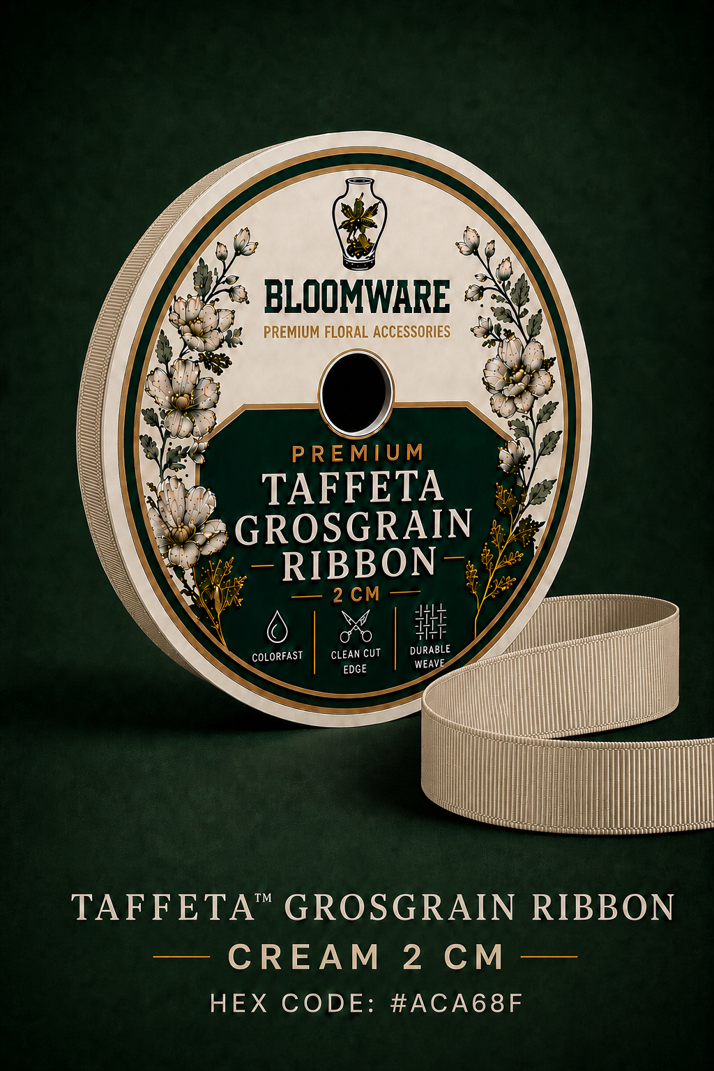 Taffeta™ Grosgrain Ribbon Cream