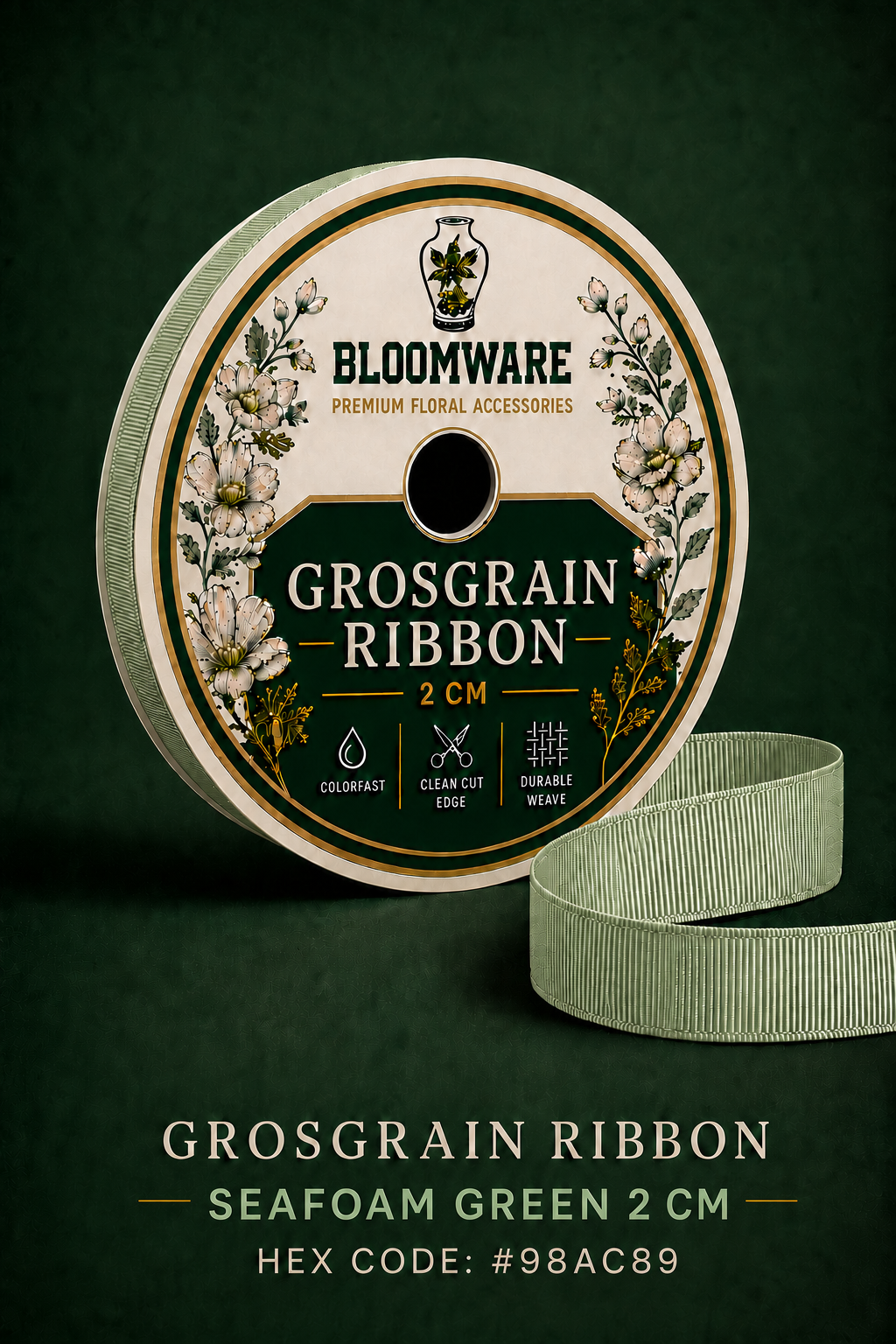 Taffeta™ Grosgrain Ribbon Seafoam Green