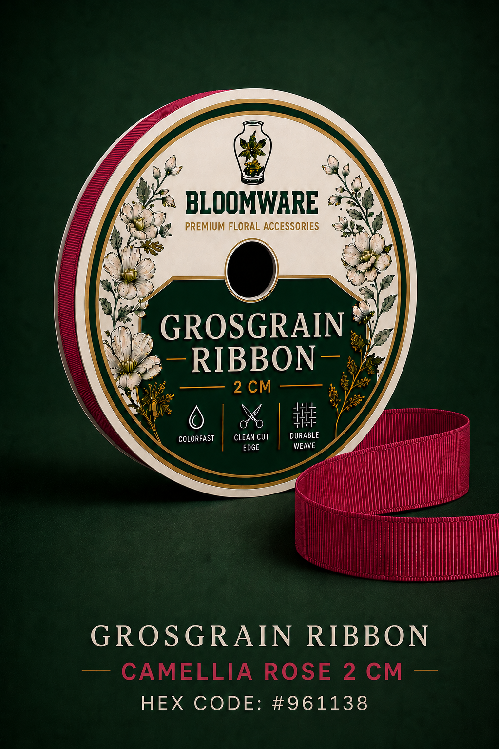 Taffeta™ Grosgrain Ribbon Camellia Rose