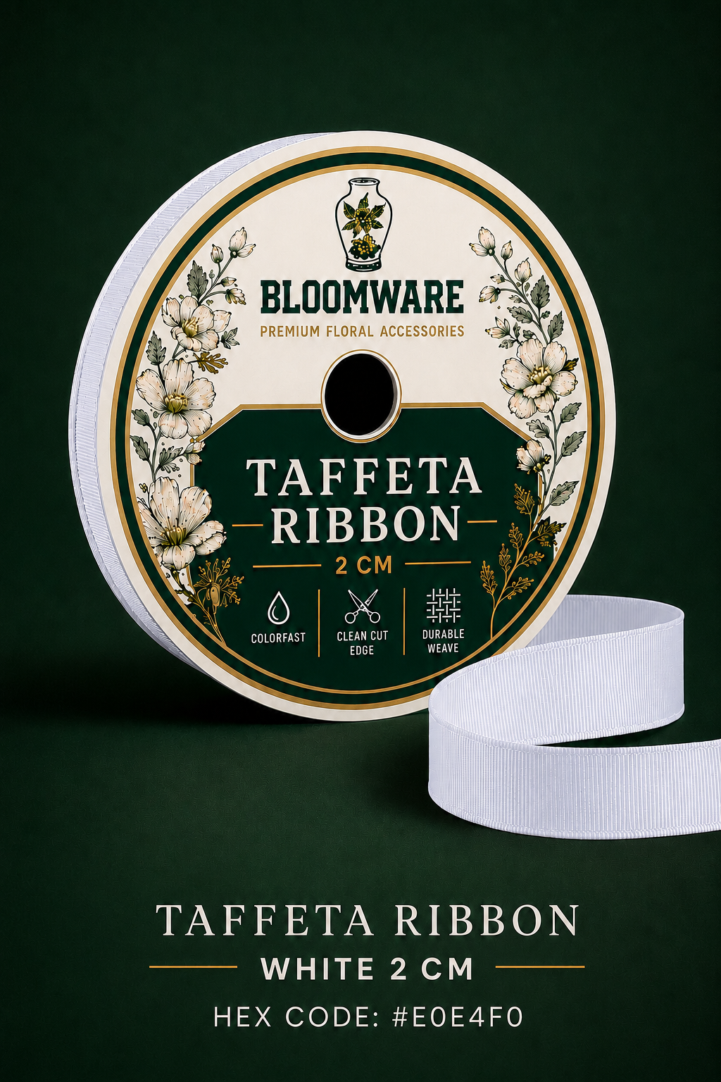 Taffeta™ Grosgrain Ribbon White