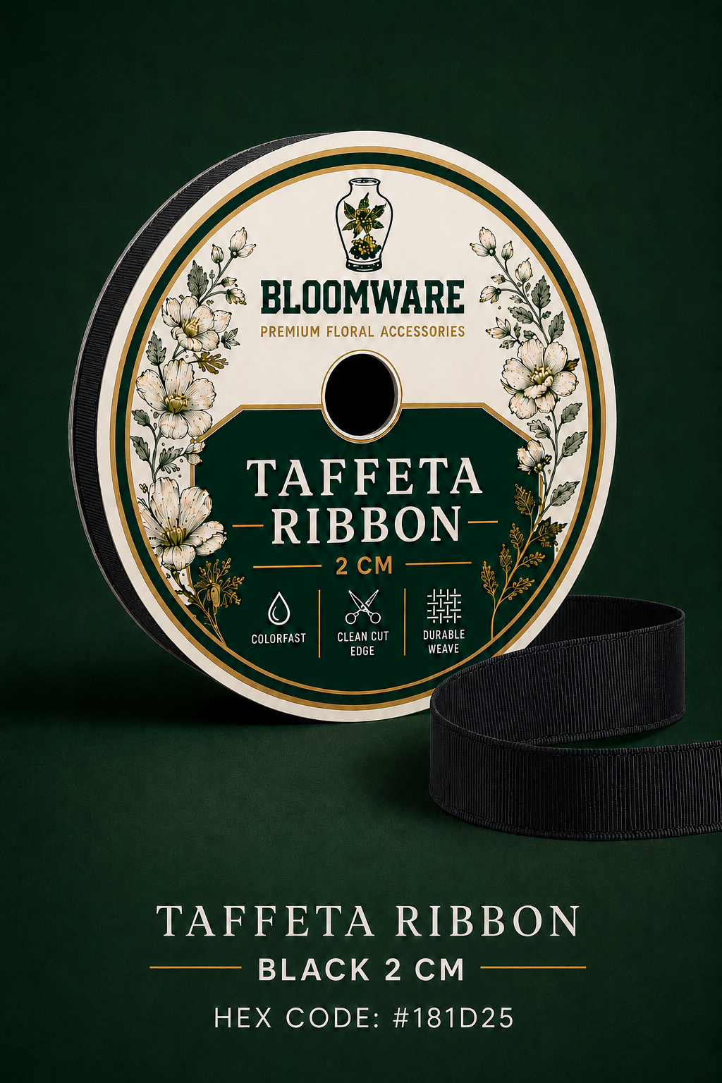 Taffeta™ Grosgrain Ribbon Black