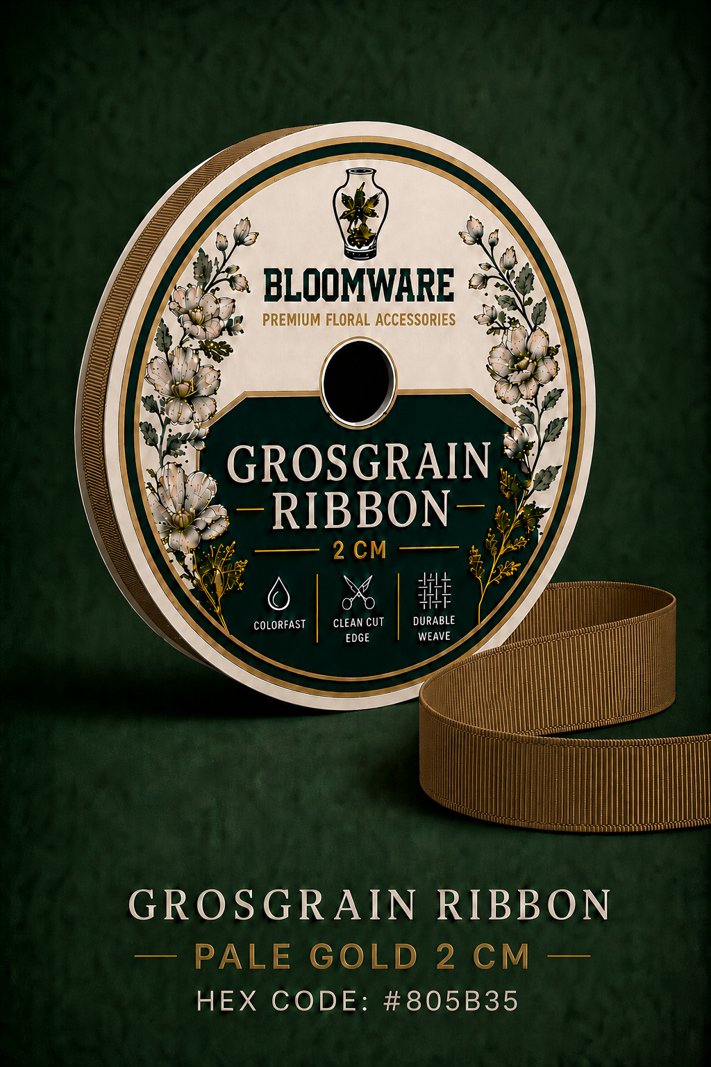 Taffeta™ Grosgrain Ribbon Pale Gold
