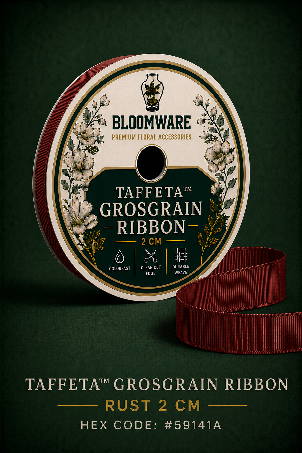 Taffeta™ Grosgrain Ribbon Rust