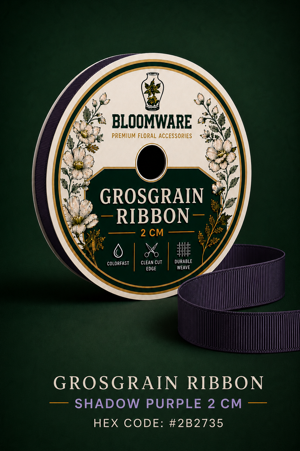 Taffeta™ Grosgrain Ribbon Shadow Purple