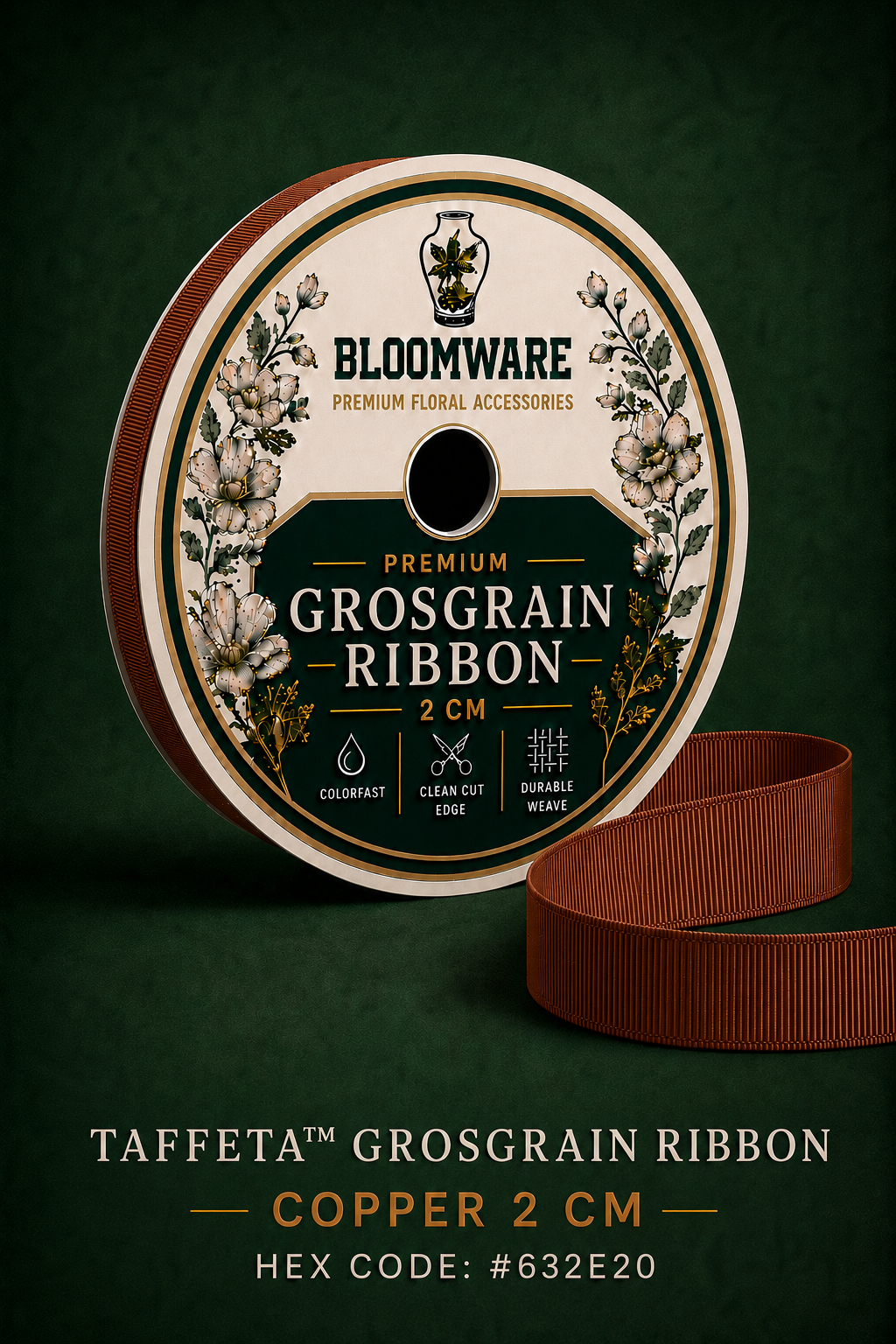 Taffeta™ Grosgrain Ribbon Copper