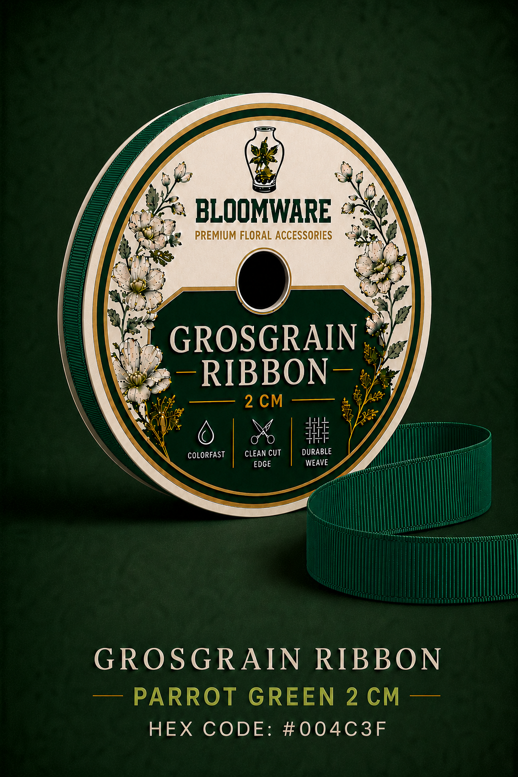 Taffeta™ Grosgrain Ribbon Parrot Green