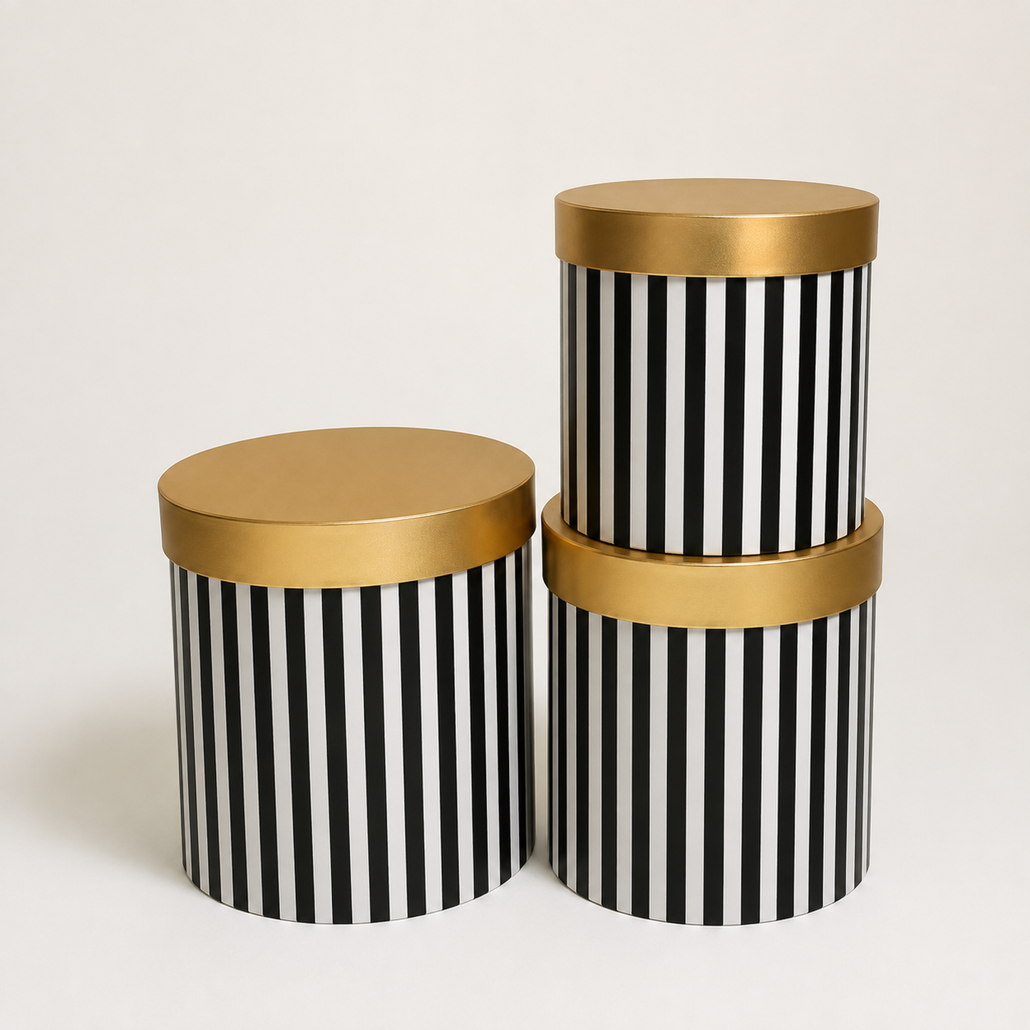 Flowerly Box™ Striped Cylindrical Boxes Black White