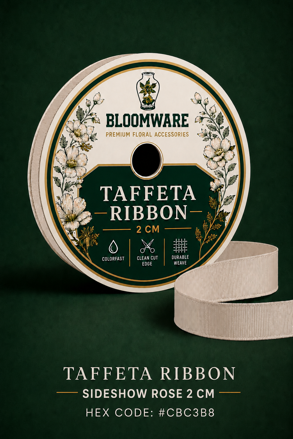 Taffeta™ Grosgrain Ribbon Sideshow Rose