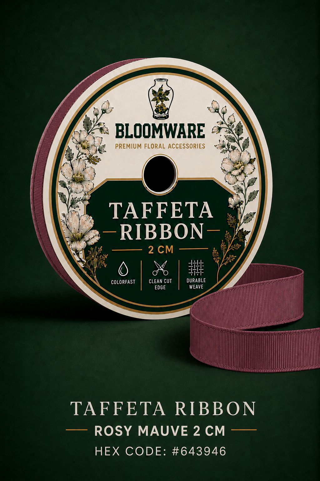 Taffeta™ Grosgrain Ribbon Rosy Mauve