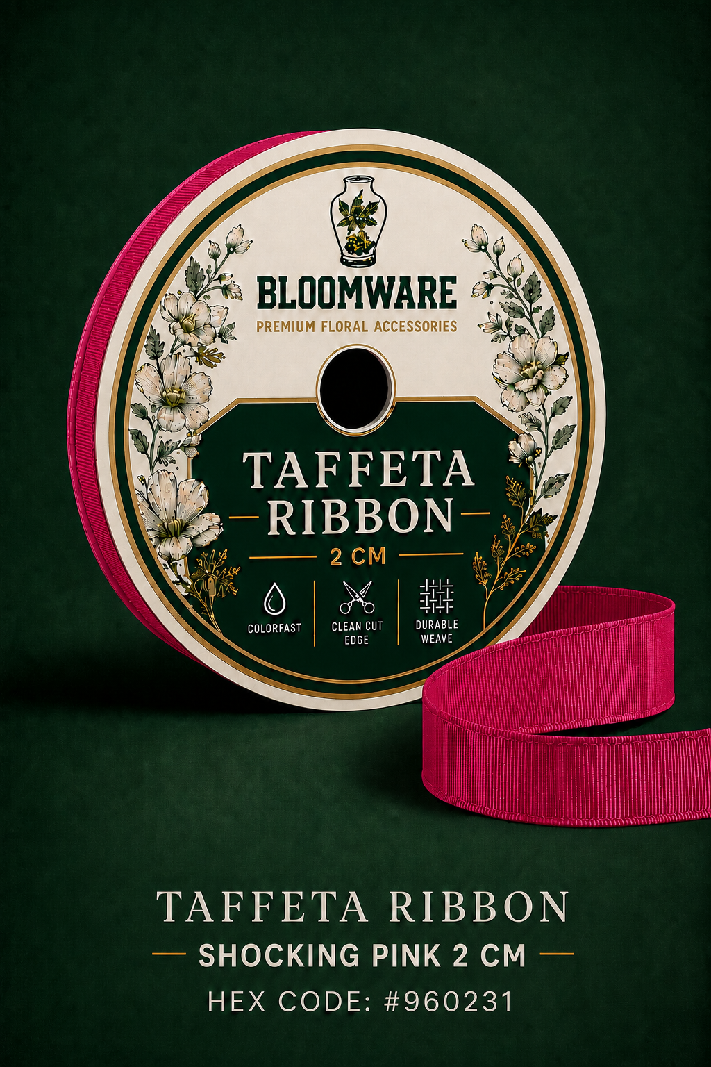 Taffeta™ Grosgrain Ribbon Shocking Pink