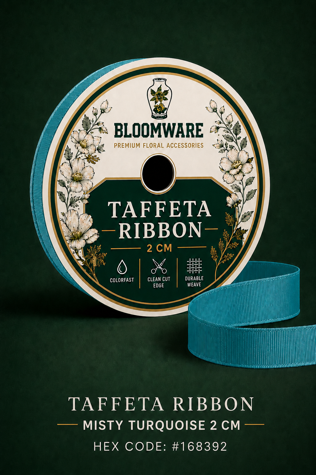 Taffeta™ Grosgrain Ribbon Misty Turquoise