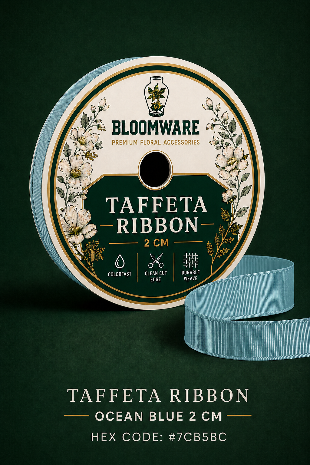Taffeta™ Grosgrain Ribbon Ocean Blue