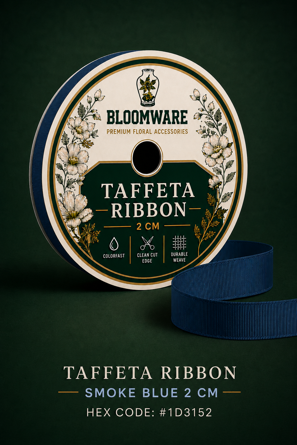 Taffeta™ Grosgrain Ribbon Smoke Blue