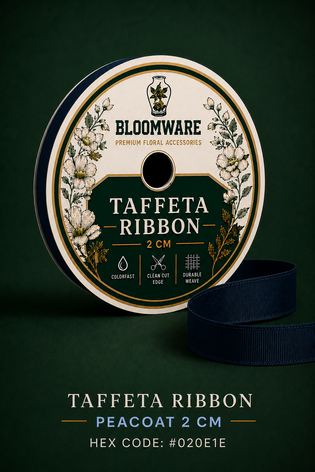 Taffeta™ Grosgrain Ribbon Peacoat