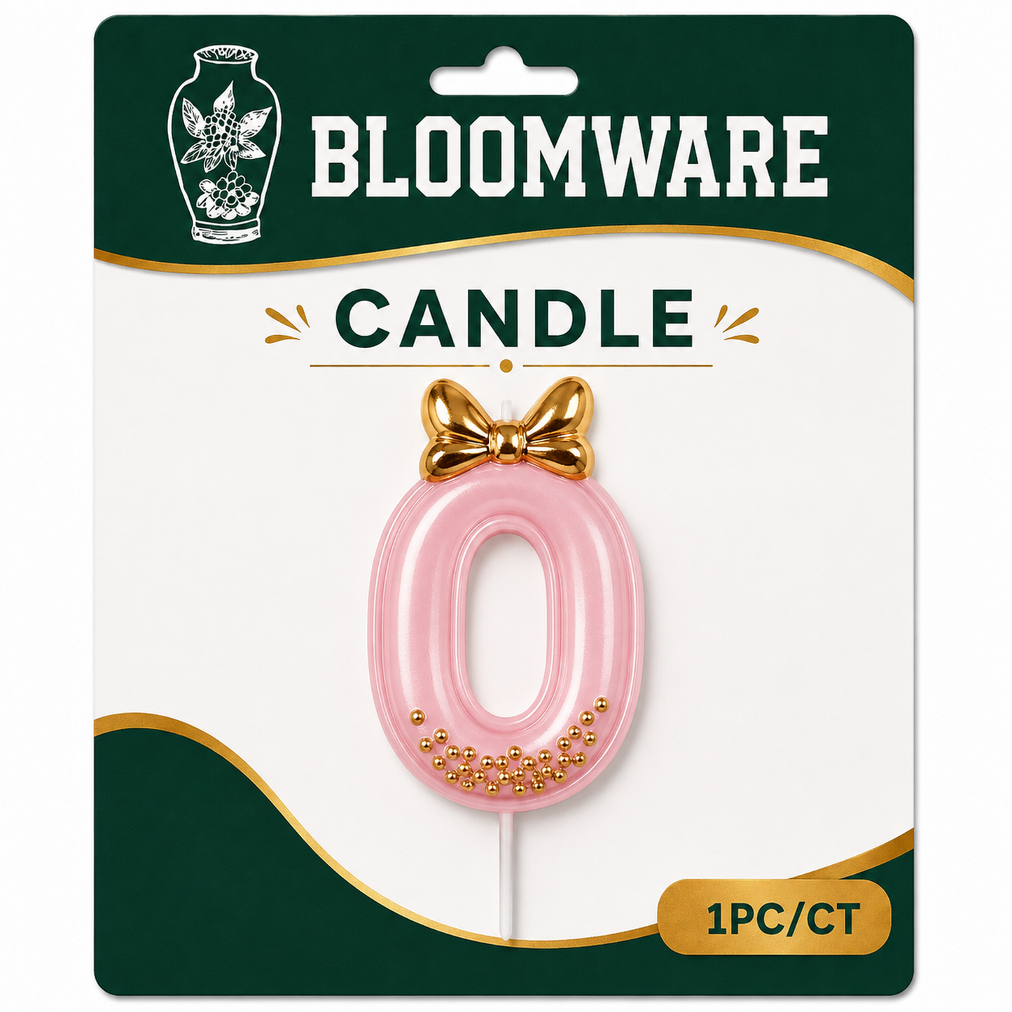 Bloomware Bow Pearl Number Candle 0