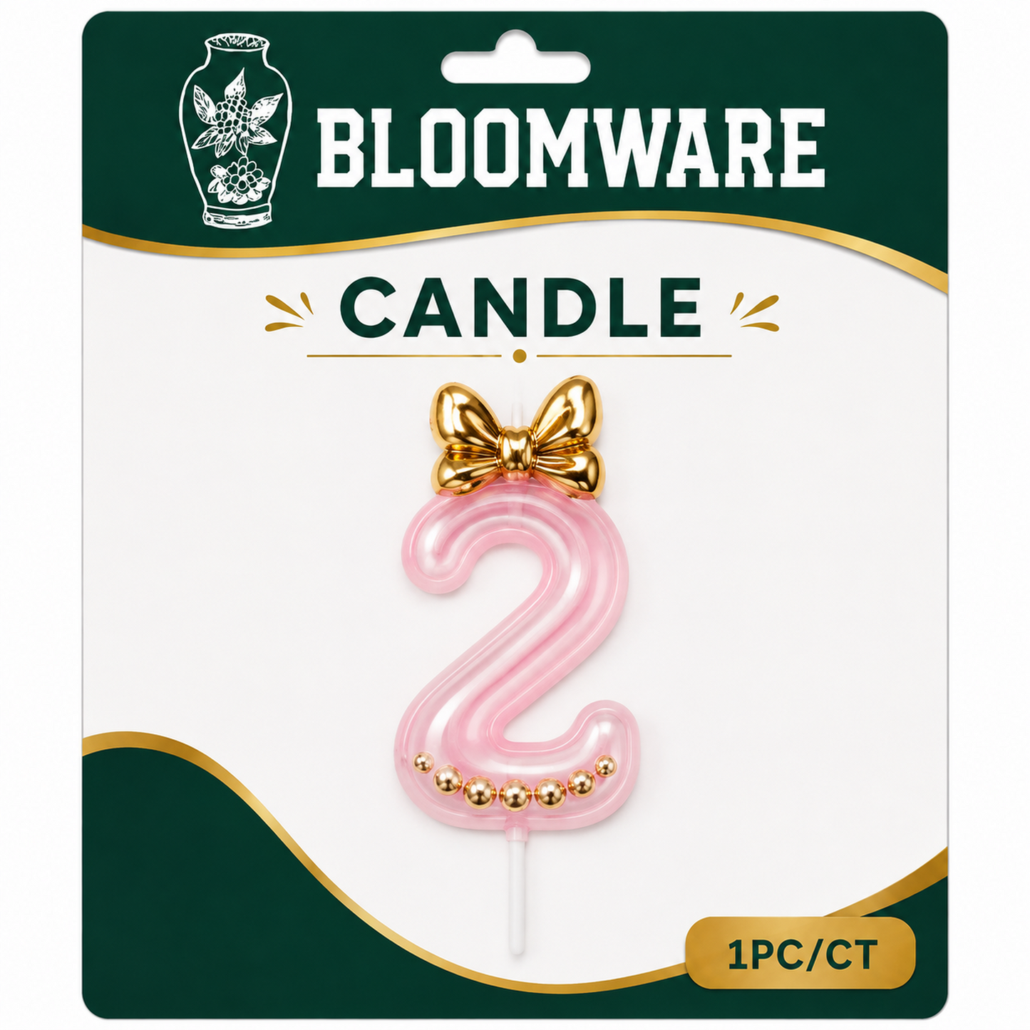 Bloomware Bow Pearl Number Candle 2