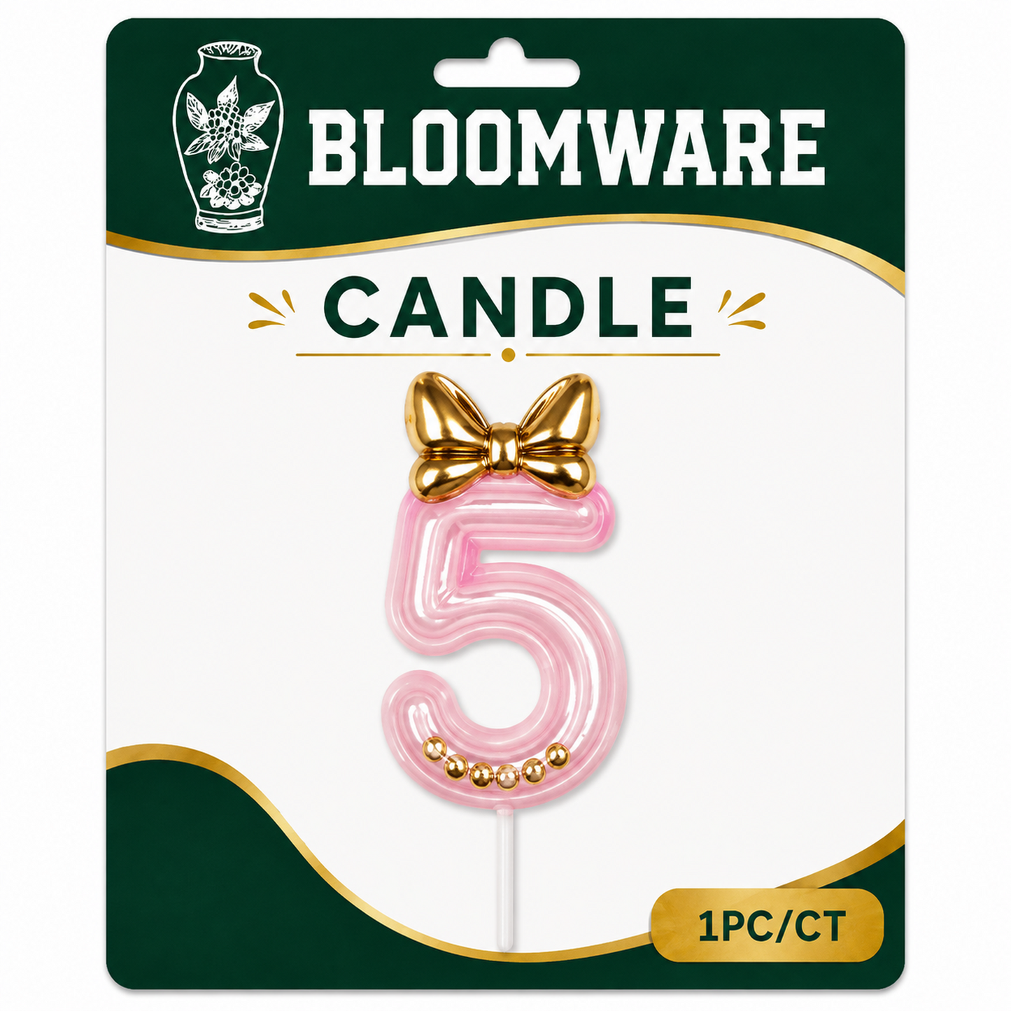 Bloomware Bow Pearl Number Candle 5