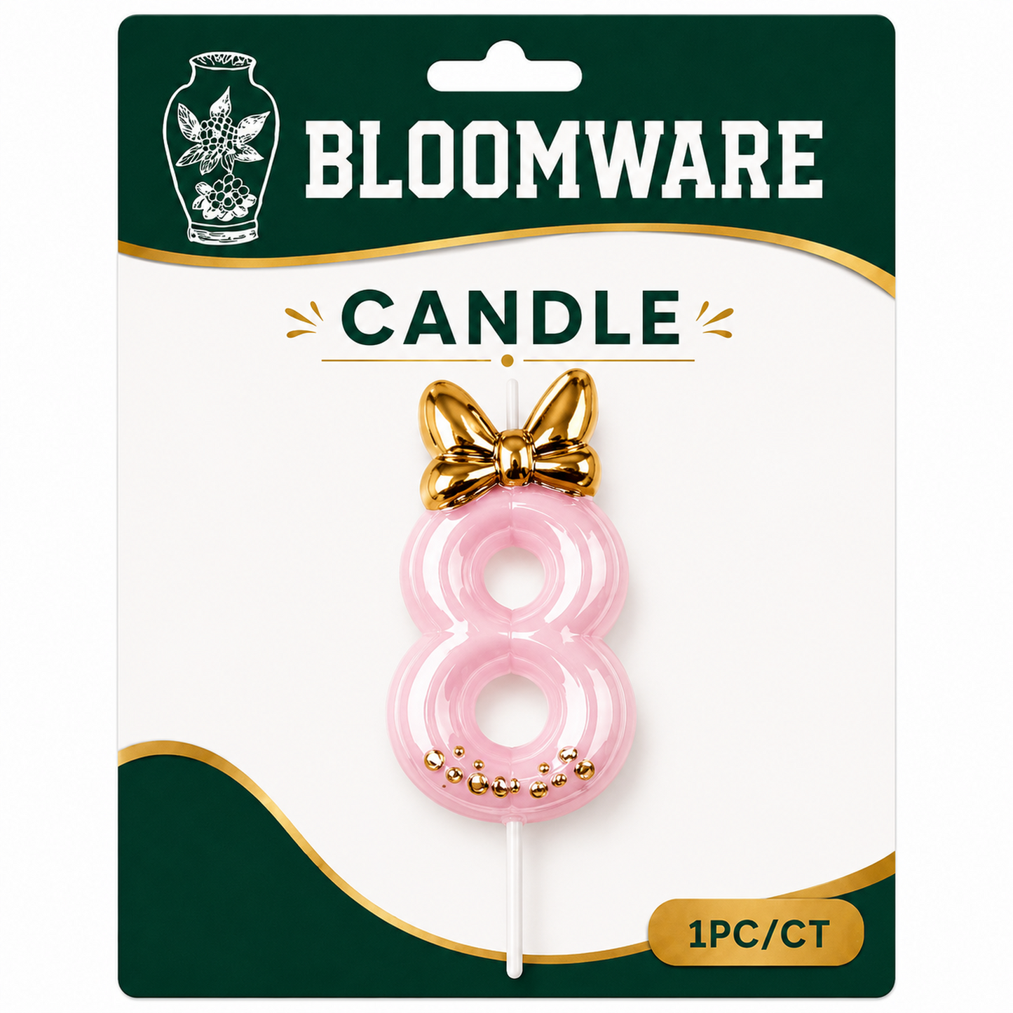 Bloomware Bow Pearl Number Candle 8