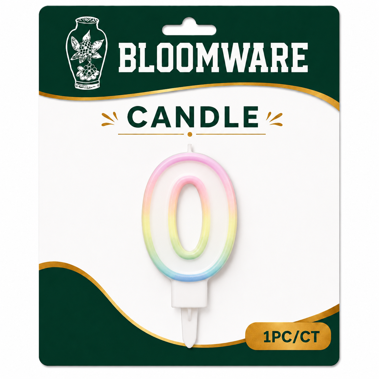 Bloomware Rainbow Number Candle 0