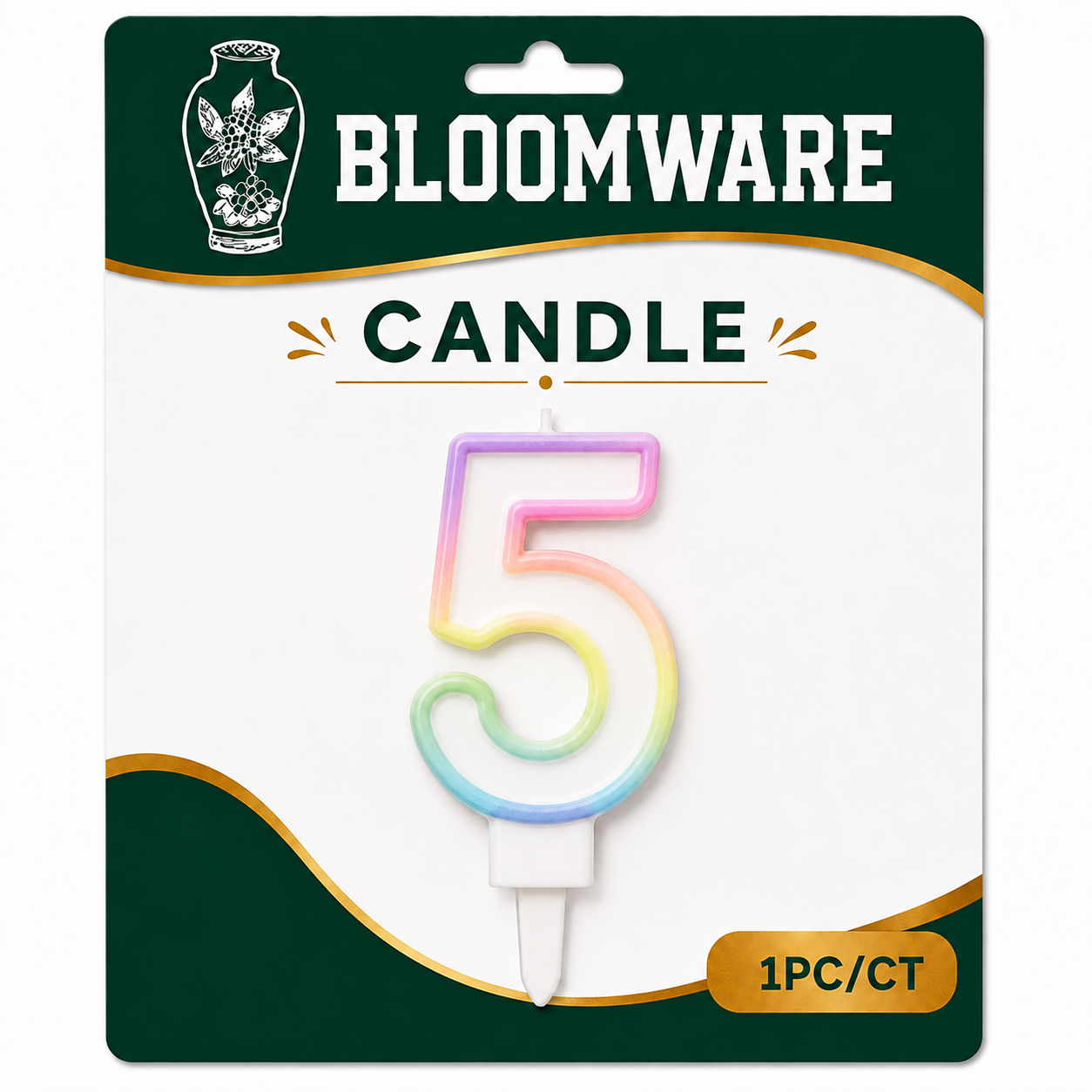 Bloomware Rainbow Number Candle 5
