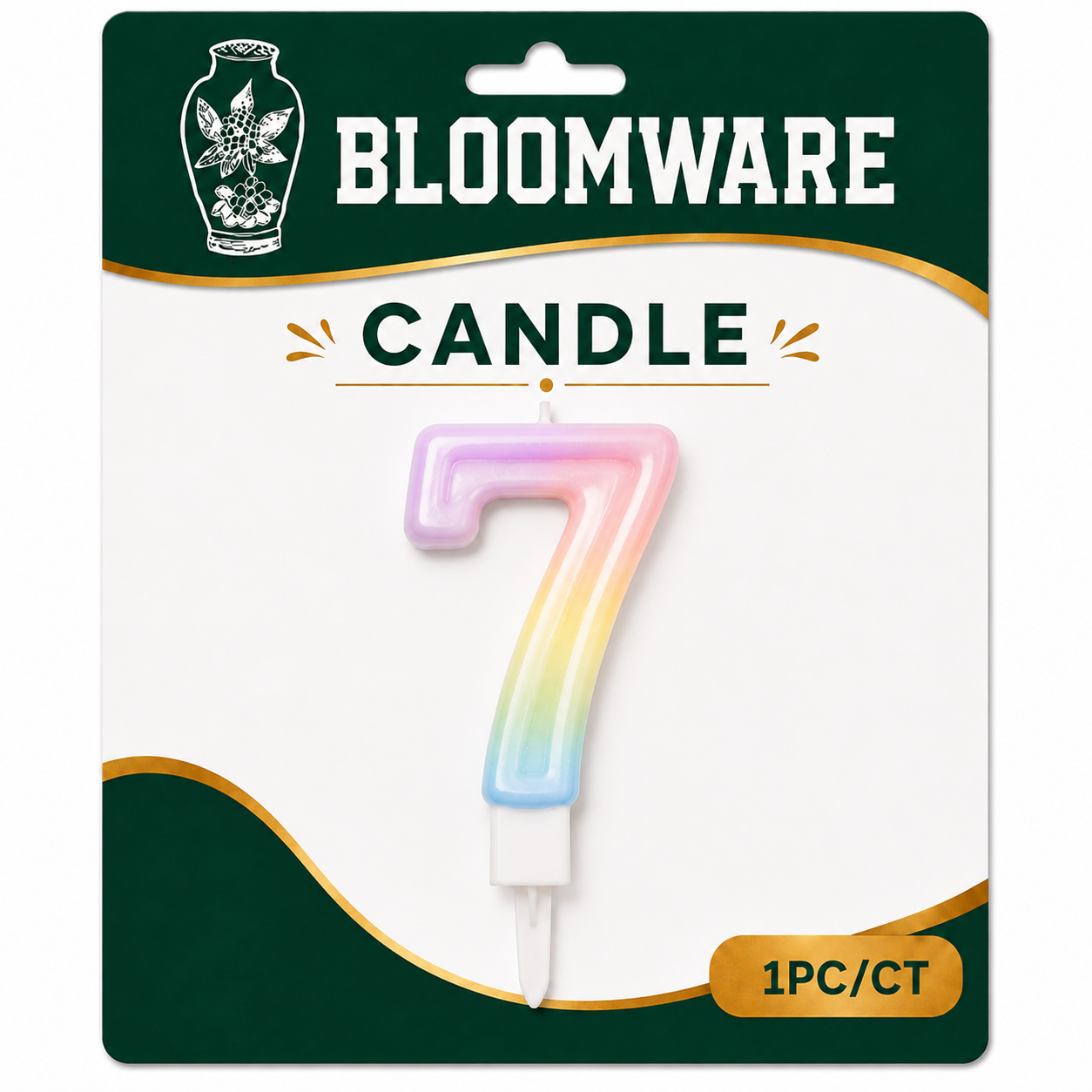 Bloomware Rainbow Number Candle 7