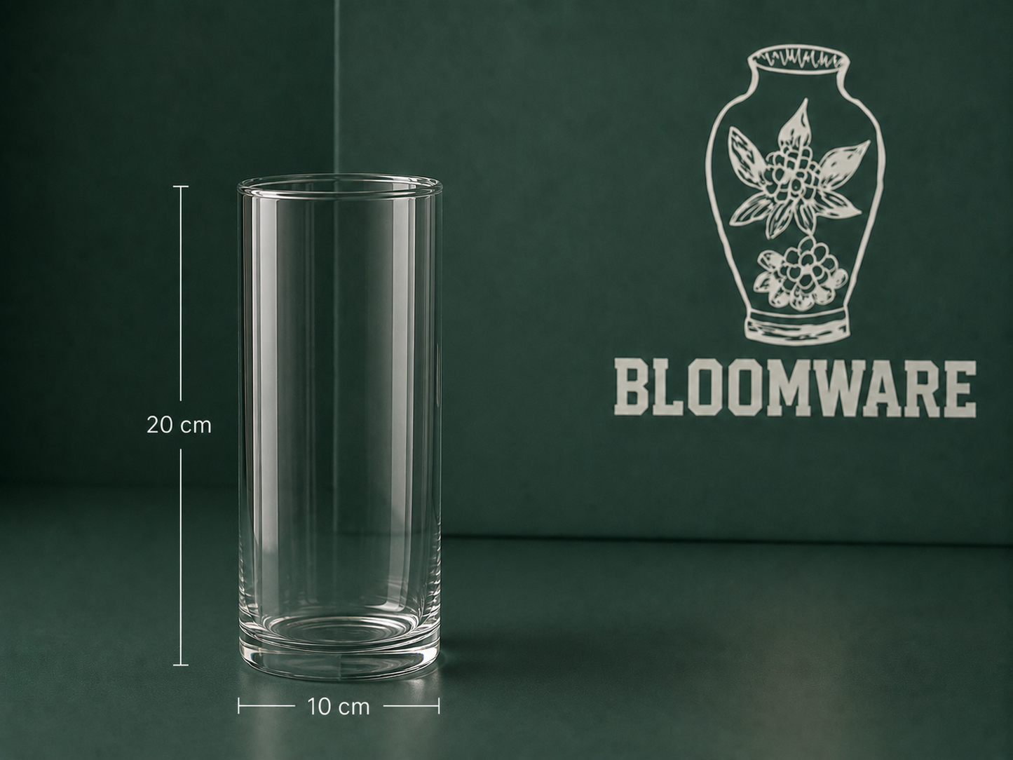 VASEN Cylinder Glass Vase 10x20 CM