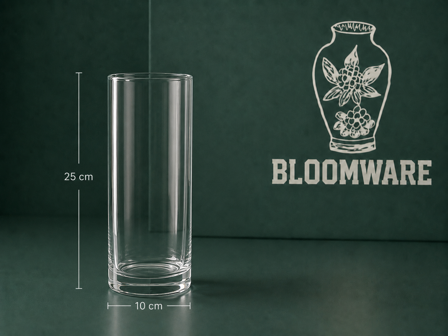 VASEN Cylinder Glass Vase 10x25 CM