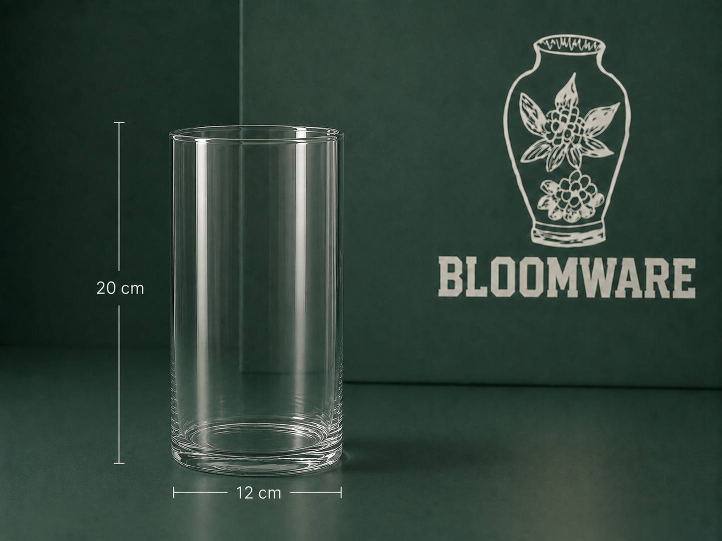 VASEN Cylinder Glass Vase 12x20 CM