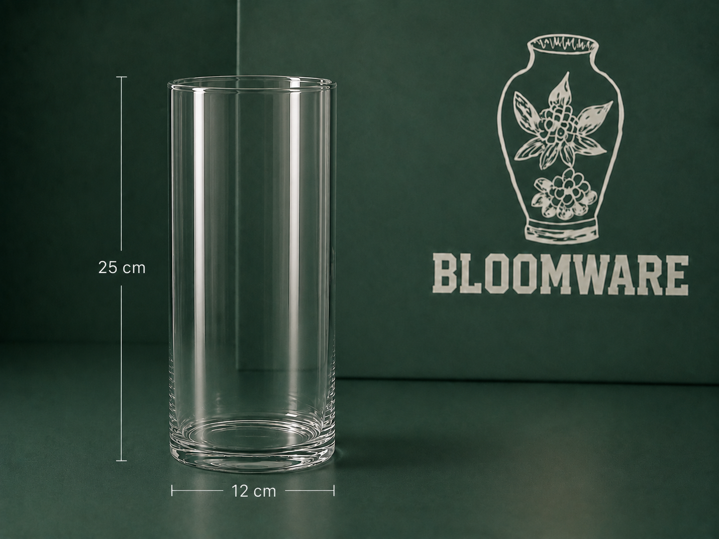 VASEN Cylinder Glass Vase 12x25 CM