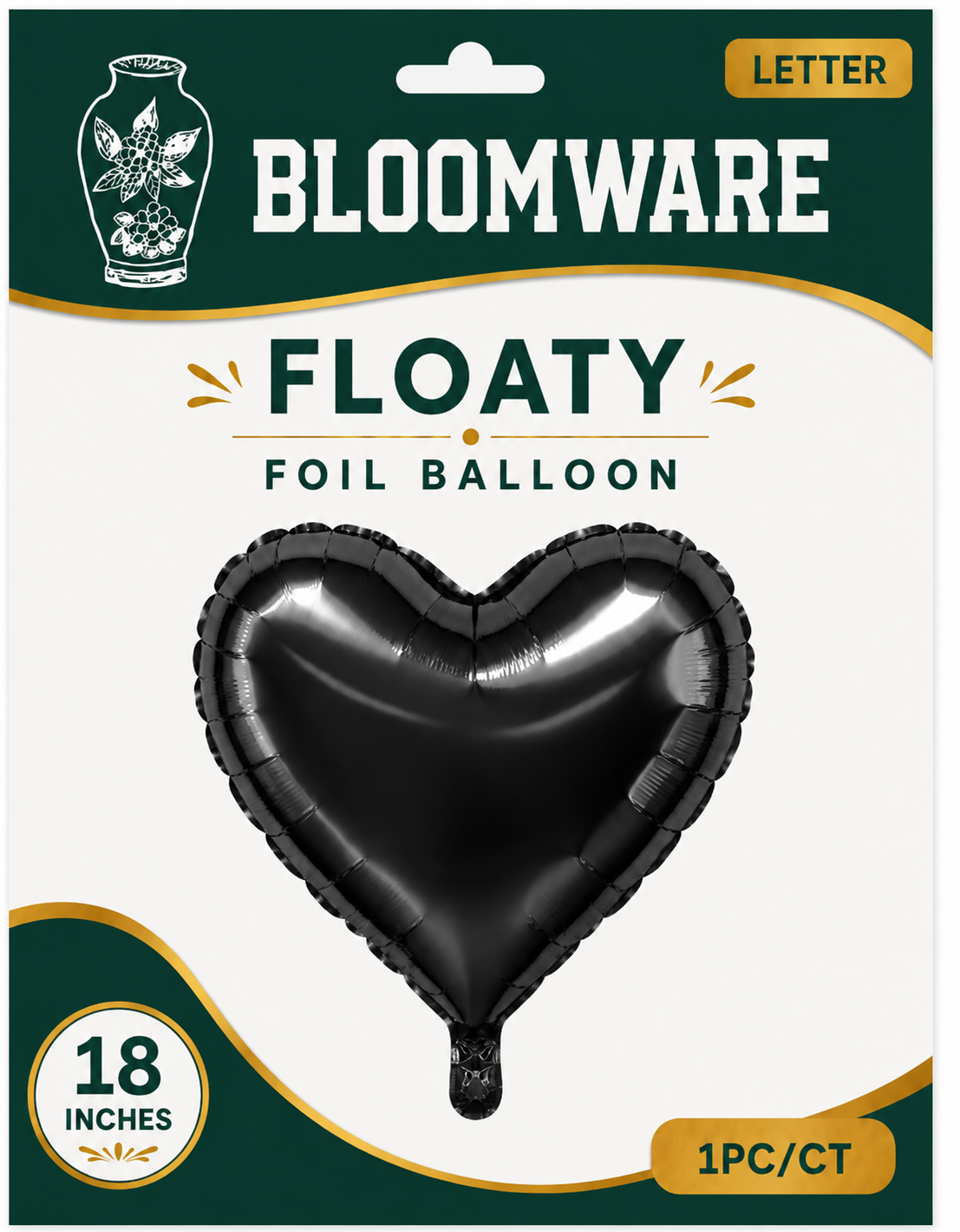 Floaty™ Heart Foil Balloon Glossy Black