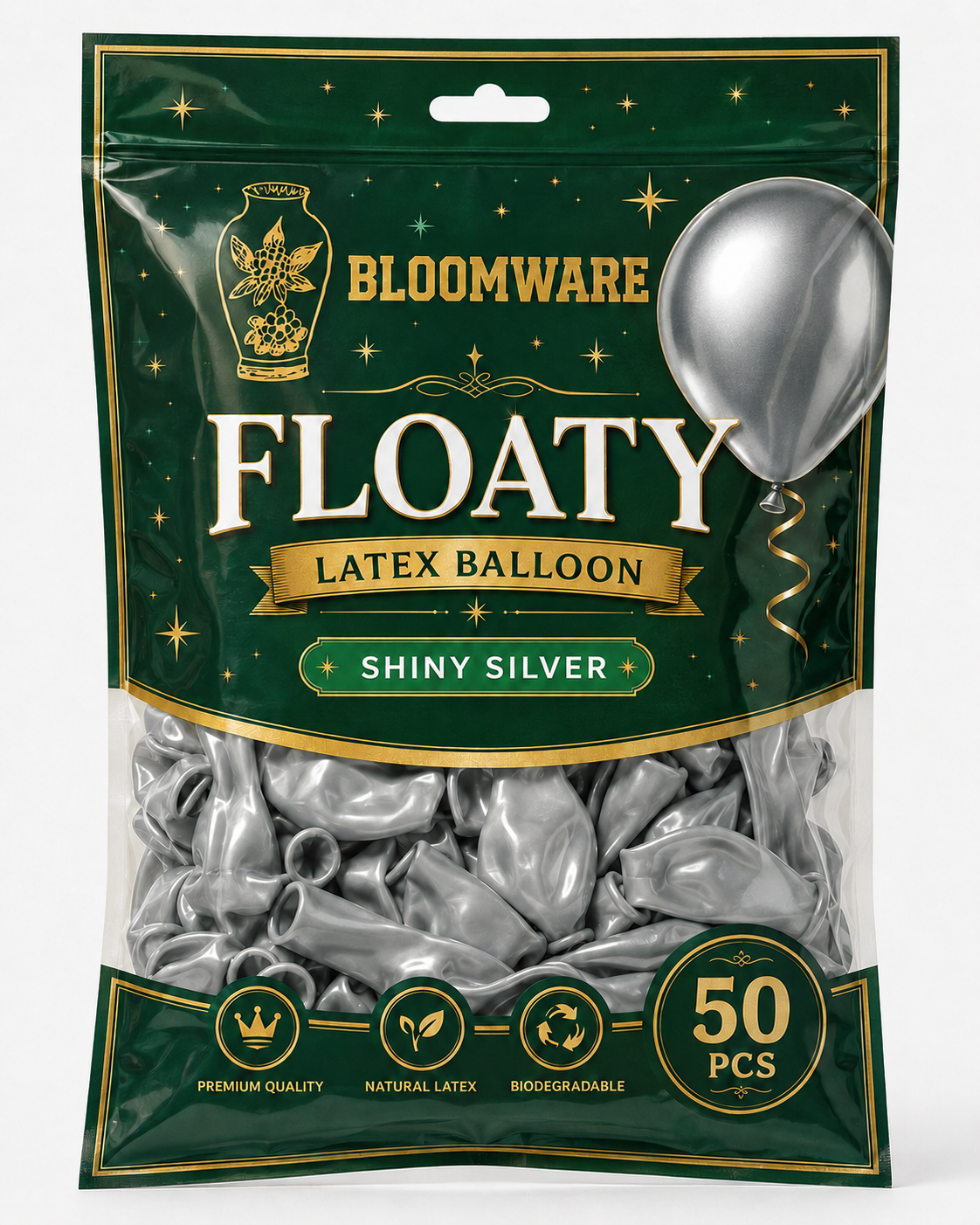 Floaty™ Latex Balloon Shiny Silver