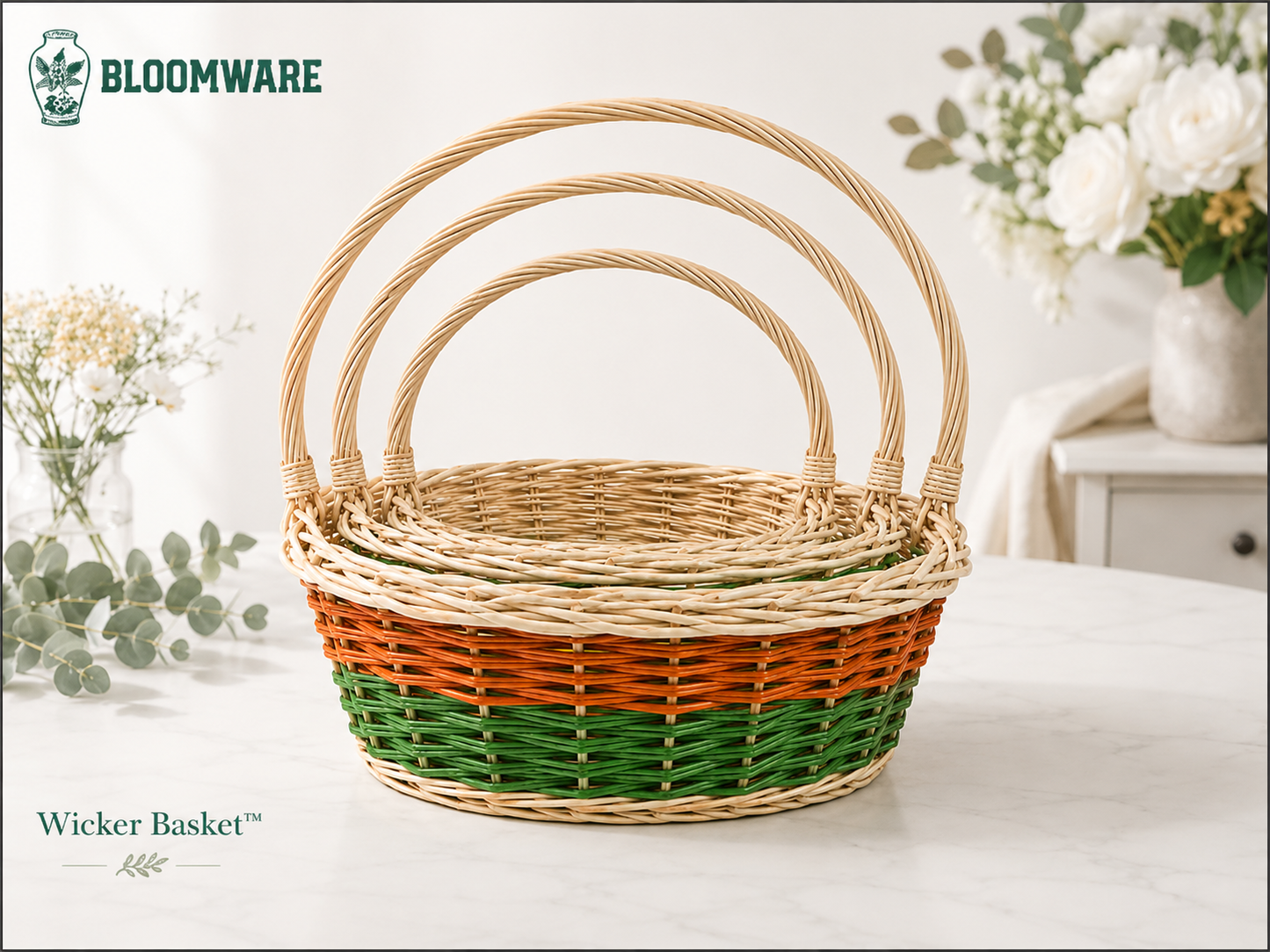 Wicker Basket™ Harvest Stripe Trio Handle
