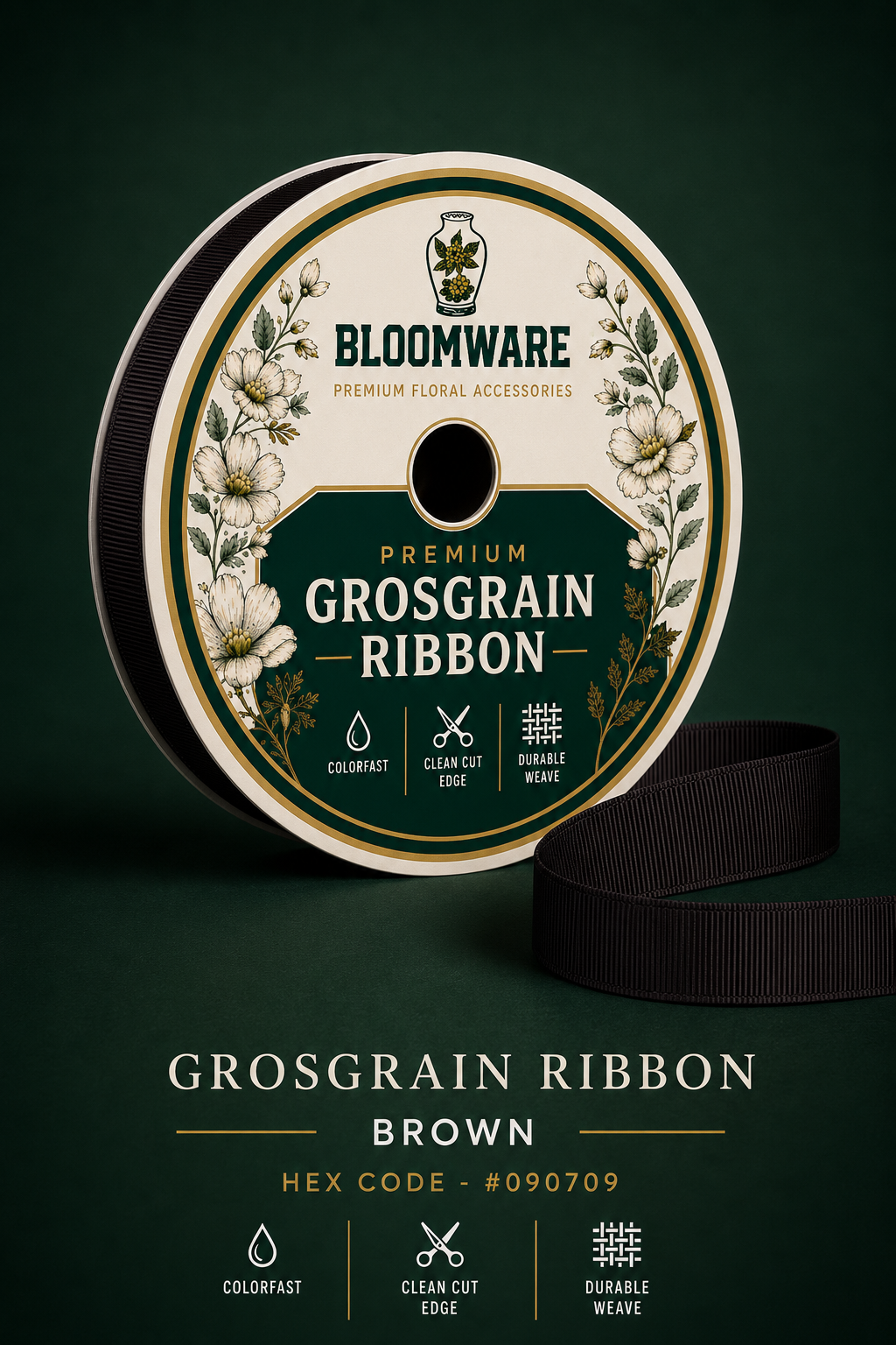 Taffeta™ Grosgrain Ribbon Brown