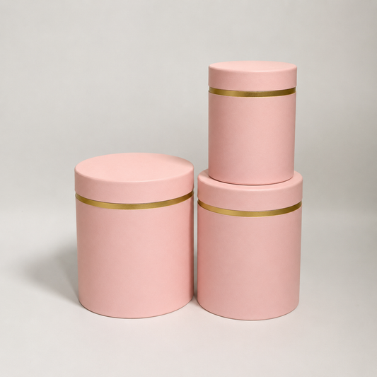 Flowerly Box™ Blush Gold-Rim Cylindrical Set
