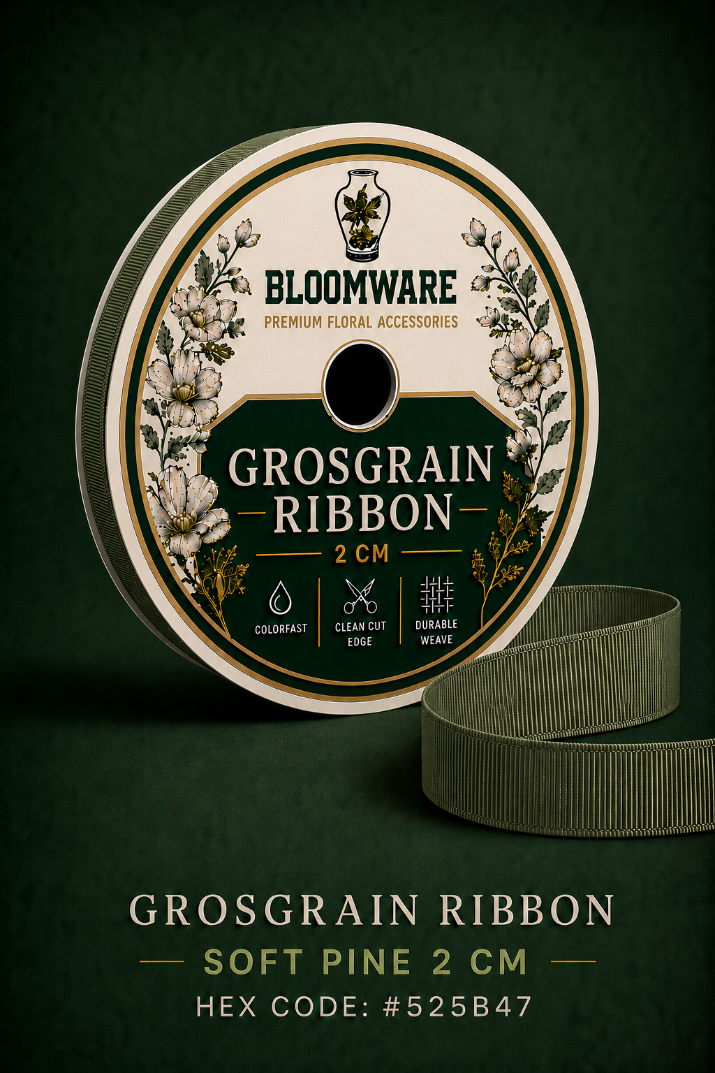 Taffeta™ Grosgrain Ribbon Soft Pine