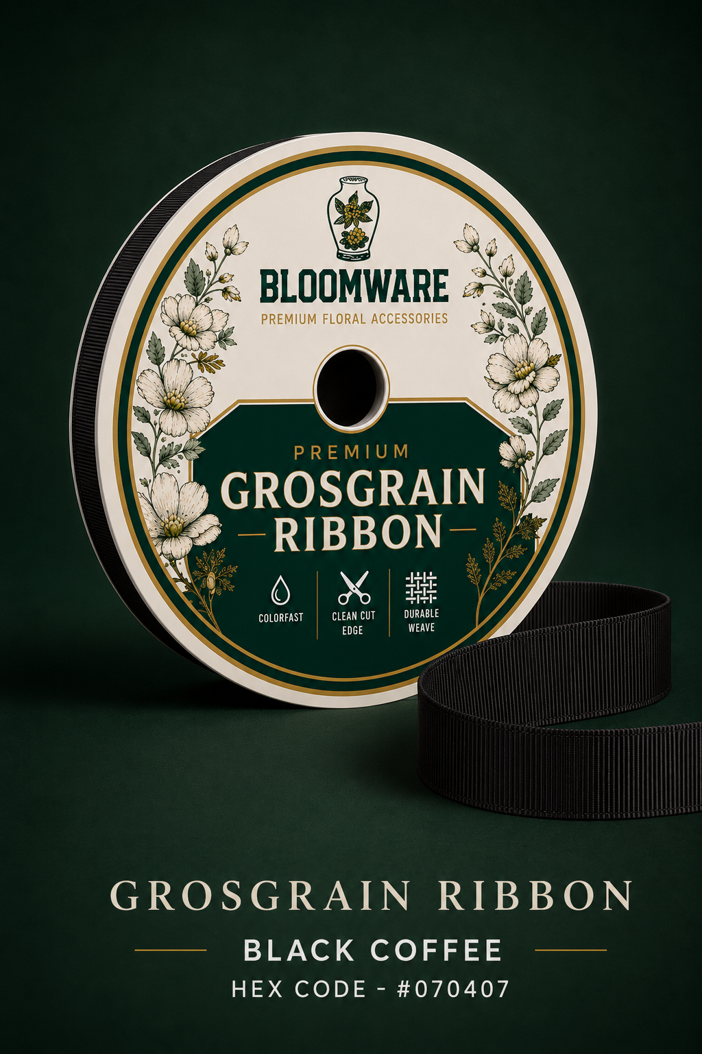 Taffeta™ Grosgrain Ribbon Black Coffee